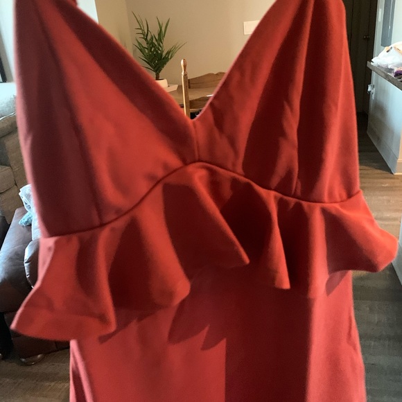 Women's V Neck Ruffle Hem Fishtail Bodycon Dress - Picture 9 of 12